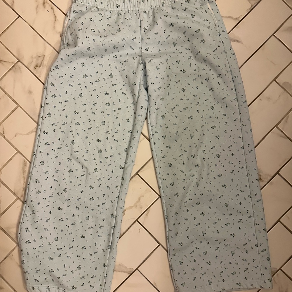 Demetra by Aéropostale Light Blue Floral wide leg sweatpants